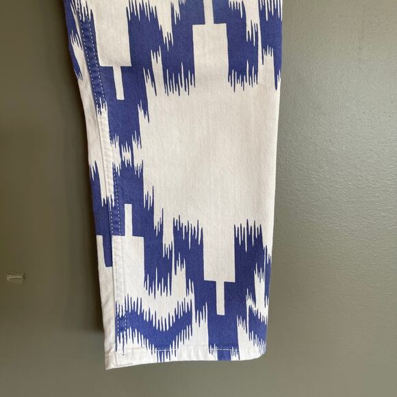 Isabel Marant Etoile Lanea Jeans‎ Size Medium White Blue Western Aztec High Rise - Picture 11 of 16